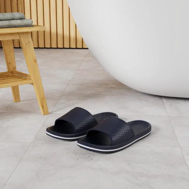 Alt view image 2 of 7 - Men's Shower Slides, Lightweight EVA Slippers, Navy/MB, 11