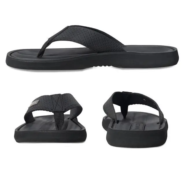 Alt view image 4 of 6 - Mens Flip Flops Non-Slip Bathroom Shower Shoes Waterproof Cushion foam Indoor and Outdoor Thong Sandals,Black US 12