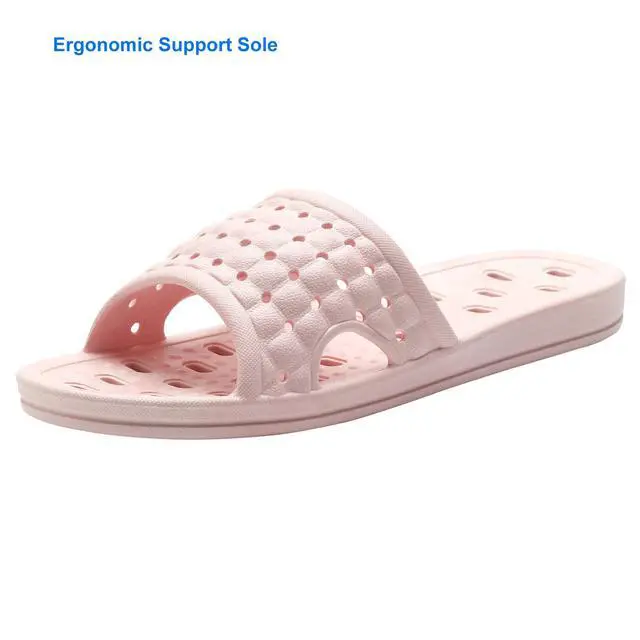Alt view image 3 of 7 - Shower Shoes Quick Dry Non-Slip Bathroom Slippers for Men Women Dorm Home Slides Pink Size 6.5-7 Women/5.5-6 Men