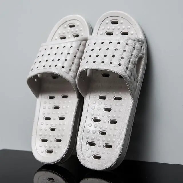 Alt view image 3 of 5 - Shower Shoes with Drainage Holes, Quick-Drying Non-Slip Slippers Dormitory Home Bathroom Slippers Unisex Grey EU 43-44