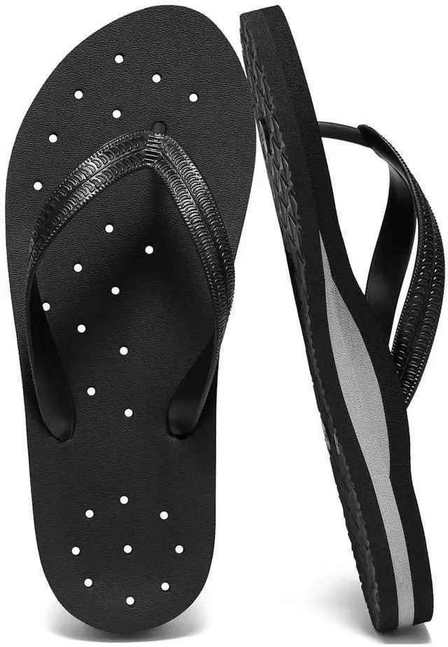 Main image of Shower Shoes Women Quick Dry Flip Flops with Arch SupportPool Flip Flops for Women Drainage Holes Non Slip Shower Sandals Slippers for Beach Bath Gym College Dorm