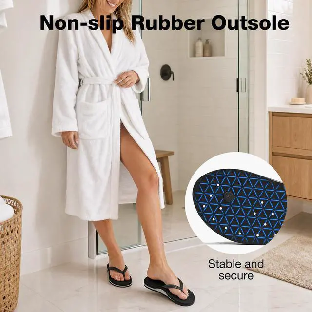 Alt view image 4 of 7 - Shower Shoes Women Quick Dry Flip Flops with Arch SupportPool Flip Flops for Women Drainage Holes Non Slip Shower Sandals Slippers for Beach Bath Gym College Dorm