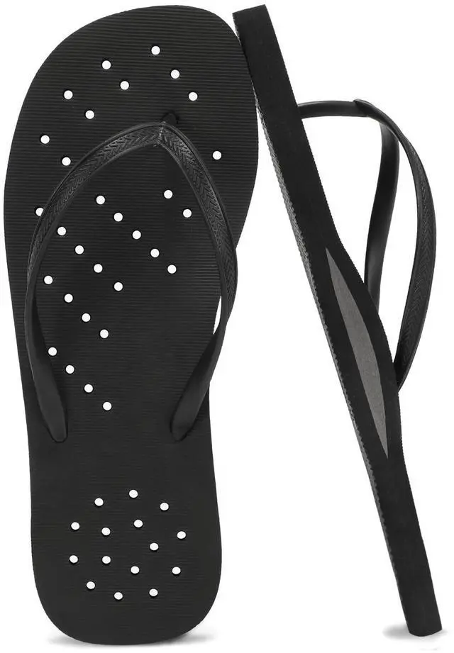 Main image of Womens Shower Shoes, Dorm Beach Pool Gym Flip Flops Balck 8