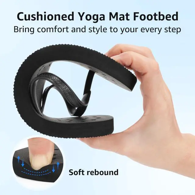 Alt view image 7 of 7 - Womens Shower Shoes, Dorm Beach Pool Gym Flip Flops Balck 8