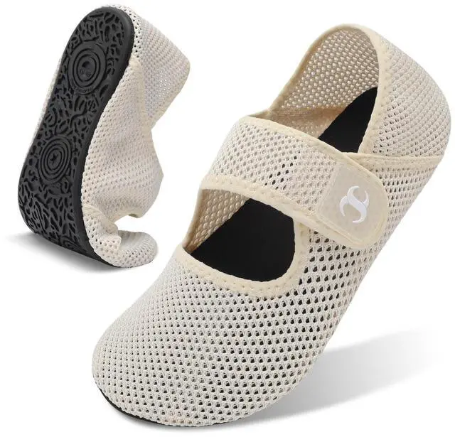 Main image of Women's Summer Sandals White Shower Shoes Beach Swim Water Shoes Pool Swimming Aqua Shoes Wide Width Barefoot Sandals Rubber Slip On Slids Size 6.5-7.5