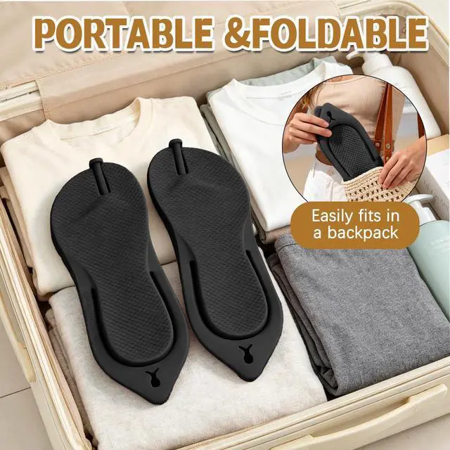 Alt view image 5 of 6 - Flip Flops for Women Men Travel Slippers Foldable Shower Shoes Non-Slip Quick-Dry Bathroom Camp Beach Sandals Lightweight