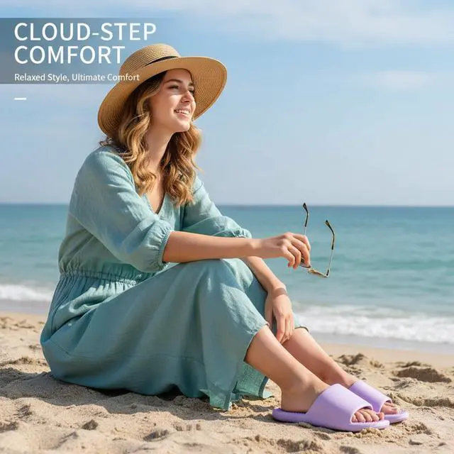 Alt view image 3 of 7 - Shower Slide for Women with Holes | Bathroom Slippers Men Non Slip College Bathroom Shower Sandals | Comfy for Swimming, Pool, Beach, Bathroom, Indoor and Outdoor