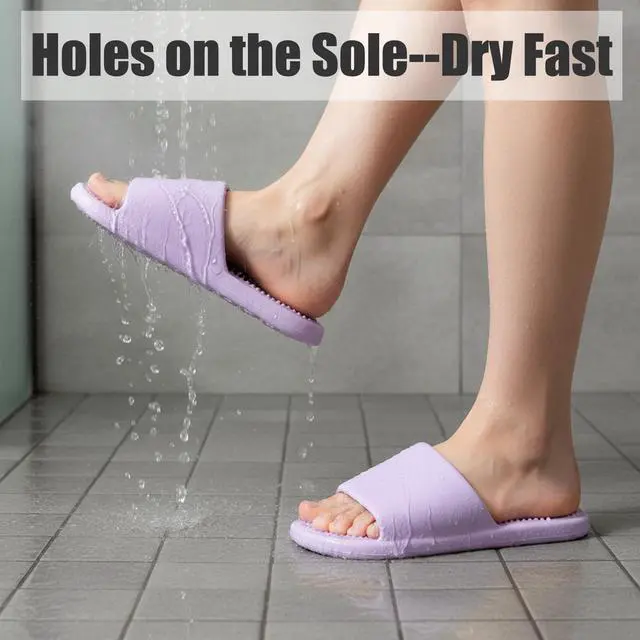 Alt view image 4 of 7 - Shower Slide for Women with Holes | Bathroom Slippers Men Non Slip College Bathroom Shower Sandals | Comfy for Swimming, Pool, Beach, Bathroom, Indoor and Outdoor