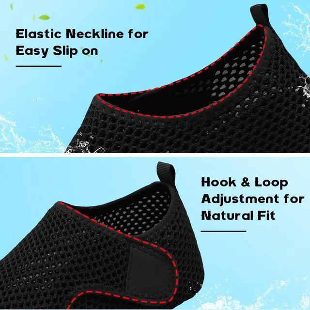 Alt view image 3 of 6 - Shower Slippers for Women Soft Diabetic Water Slipper Socks Men Wide Slip on Slippers Black Summer Beach Essentials Adult Barefoot Shoes Size