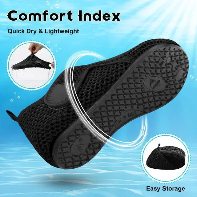 Alt view image 6 of 6 - Shower Slippers for Women Soft Diabetic Water Slipper Socks Men Wide Slip on Slippers Black Summer Beach Essentials Adult Barefoot Shoes Size