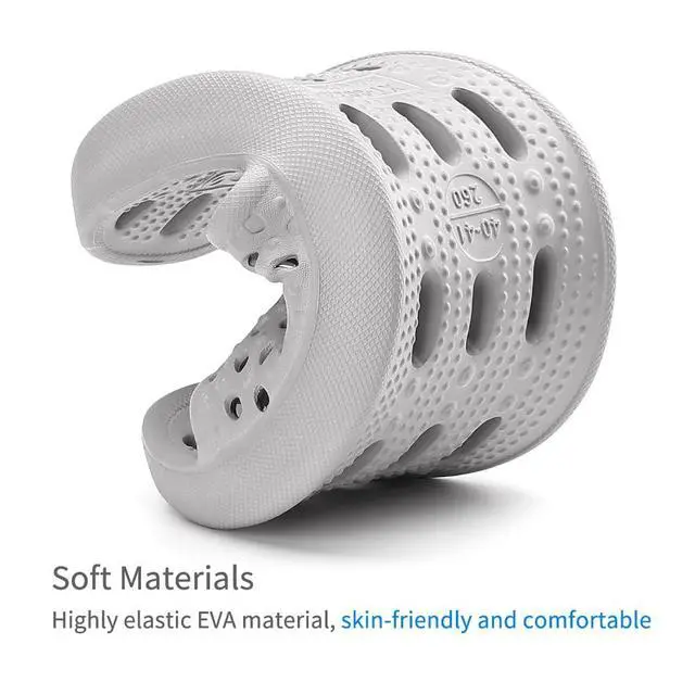Alt view image 4 of 7 - Shower Shoes for Men Women, Non Slip Quick Dry Shower Sandals with Drain Holes, Lightweight EVA Shower Slippers for Gym, College Dorm, Pool, Locker Room Grey EU40-41