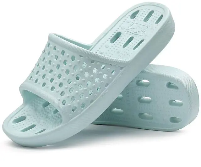 Main image of Shower Shoes for Men Women, Non Slip Quick Dry Shower Sandals with Drain Holes, Lightweight EVA Shower Slippers for Gym, College Dorm, Pool, Locker Room Ice blue EU40-41