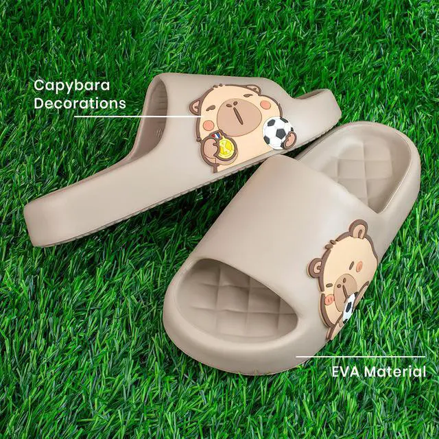 Alt view image 3 of 7 - Men's and Women's Capybara Slides,Cute Capybara Slippers for Indoor Outdoor,Non Slip Quick Drying Shower Shoes,Comfort Cloud Slides Sandals