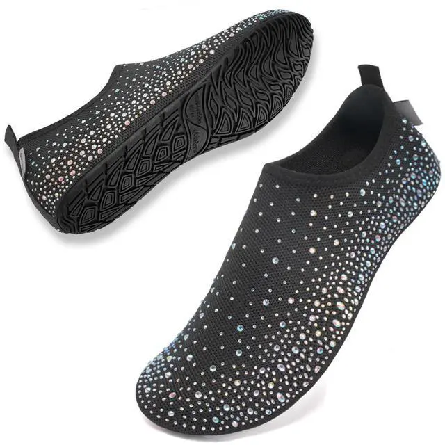 Main image of Womens Barefoot Water Shoes Travel House Slippers for Indoor and Outdoor Aqua Socks for Beach Swim Surf Yoga Dancing Camping Must Haves (Diamond/Colorful, 38/39)