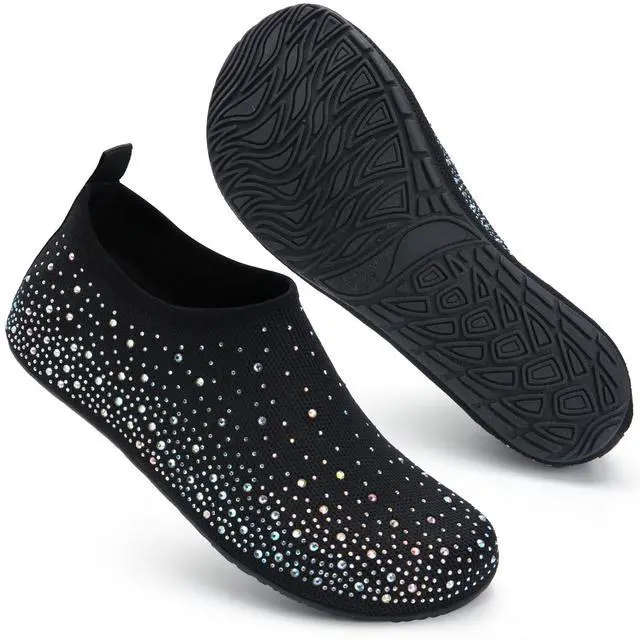 Alt view image 2 of 5 - Womens Barefoot Water Shoes Travel House Slippers for Indoor and Outdoor Aqua Socks for Beach Swim Surf Yoga Dancing Camping Must Haves (Diamond/Colorful, 38/39)