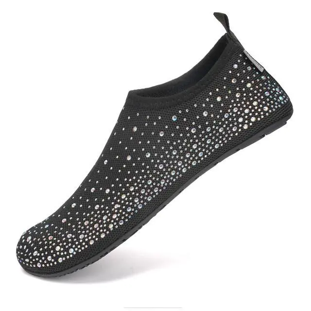 Alt view image 3 of 5 - Womens Barefoot Water Shoes Travel House Slippers for Indoor and Outdoor Aqua Socks for Beach Swim Surf Yoga Dancing Camping Must Haves (Diamond/Colorful, 38/39)