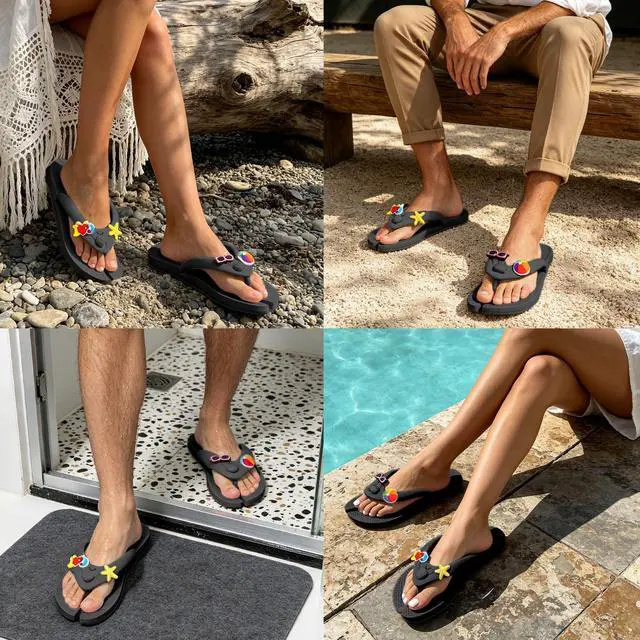 Alt view image 2 of 7 - Foldable Portable Travel Flip Flops for Women Men Non-Slip Quick Dry Lightweight Shower Shoes, Slides for Beach Pool Gym Spa