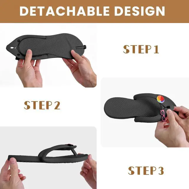 Alt view image 3 of 7 - Foldable Portable Travel Flip Flops for Women Men Non-Slip Quick Dry Lightweight Shower Shoes, Slides for Beach Pool Gym Spa
