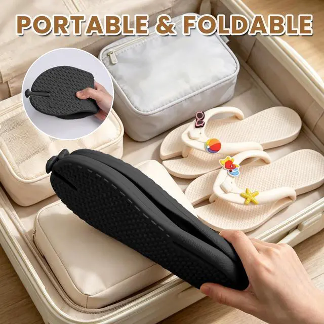 Alt view image 5 of 7 - Foldable Portable Travel Flip Flops for Women Men Non-Slip Quick Dry Lightweight Shower Shoes, Slides for Beach Pool Gym Spa