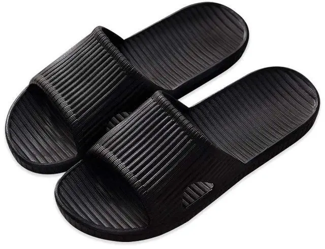 Main image of Shower Slippers for Women Men, Quick Drying Lightweight Non Slip Open-toe EVA Travel-friendly Breathable Shoes Slide Slippers for Bathroom,House Slipper,Outdoor(Black EU42/43)