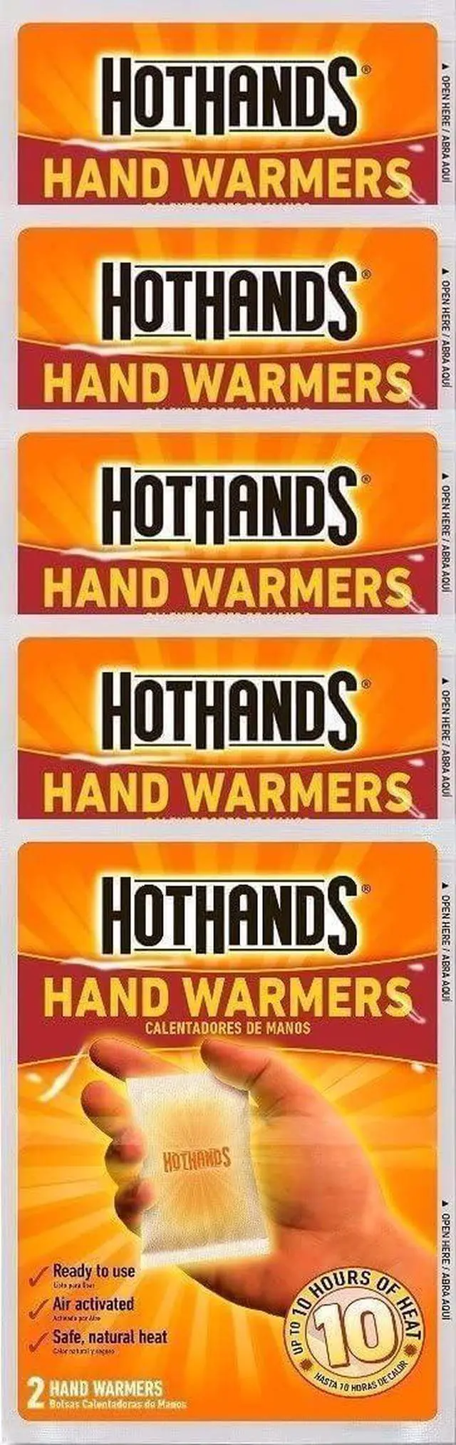 Alt view image 2 of 2 - Hand Warmers, 10 count (5 pack with 2 warmers per pack)
