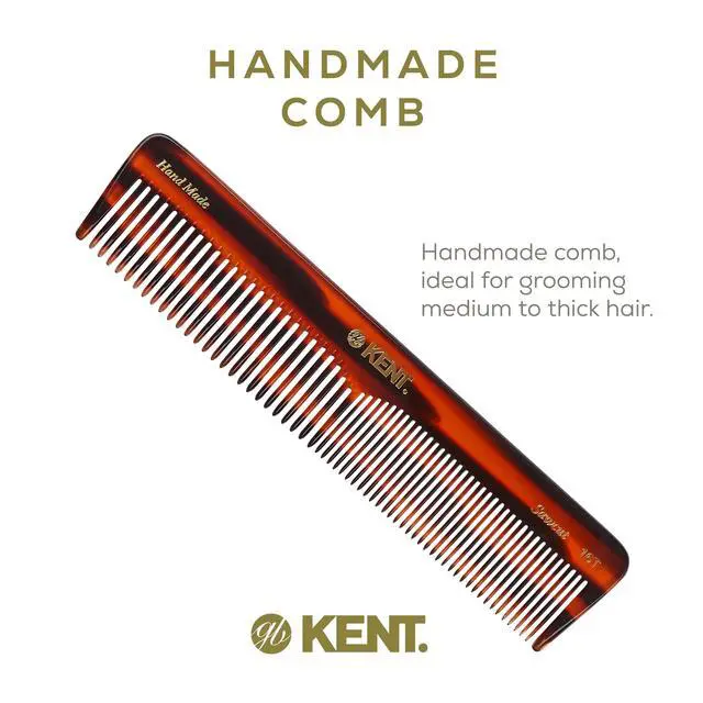 Alt view image 3 of 7 - 16T Tortoise Fine and Wide Tooth for Daily Grooming,Handmade Styling Comb for All Hair Types,Wet or Dry Hair Detangling Comb for Men and Women,Saw Cut Hand Polished,Made in England