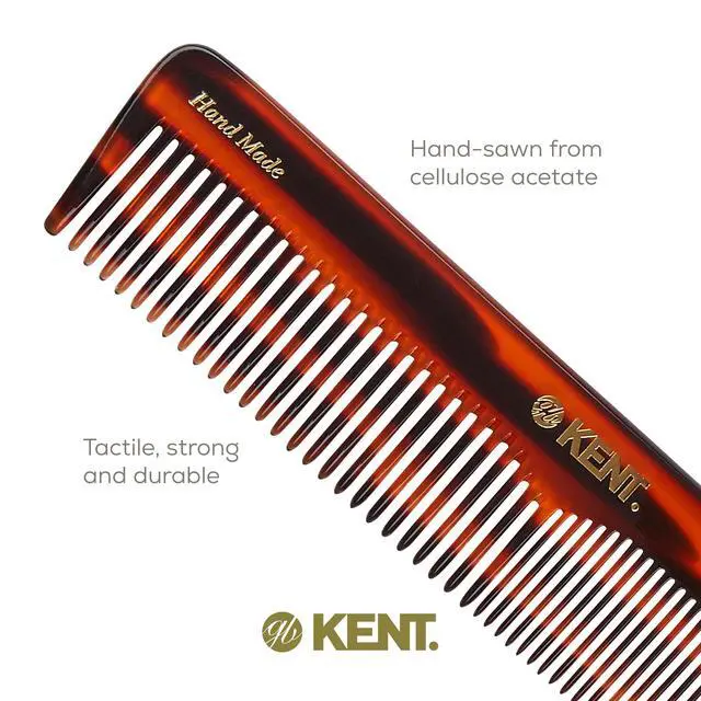 Alt view image 5 of 7 - 16T Tortoise Fine and Wide Tooth for Daily Grooming,Handmade Styling Comb for All Hair Types,Wet or Dry Hair Detangling Comb for Men and Women,Saw Cut Hand Polished,Made in England