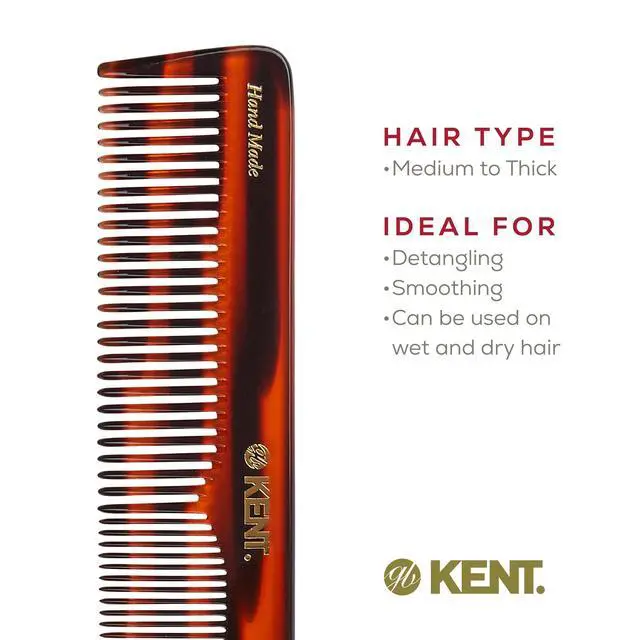 Alt view image 6 of 7 - 16T Tortoise Fine and Wide Tooth for Daily Grooming,Handmade Styling Comb for All Hair Types,Wet or Dry Hair Detangling Comb for Men and Women,Saw Cut Hand Polished,Made in England