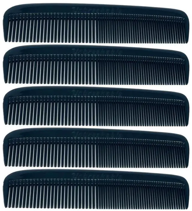 Main image of GENTS (5 Pack) Pocket Comb Black Unbreakable Round Teeth Course Fine Pocket Beard & Mustache Combs for Men's Hair | Sideburns Travel-Friendly Symmetry, Friendly Birthday Gifts Peines para Cabello