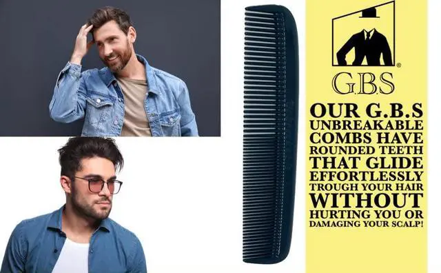 Alt view image 5 of 7 - GENTS (5 Pack) Pocket Comb Black Unbreakable Round Teeth Course Fine Pocket Beard & Mustache Combs for Men's Hair | Sideburns Travel-Friendly Symmetry, Friendly Birthday Gifts Peines para Cabello