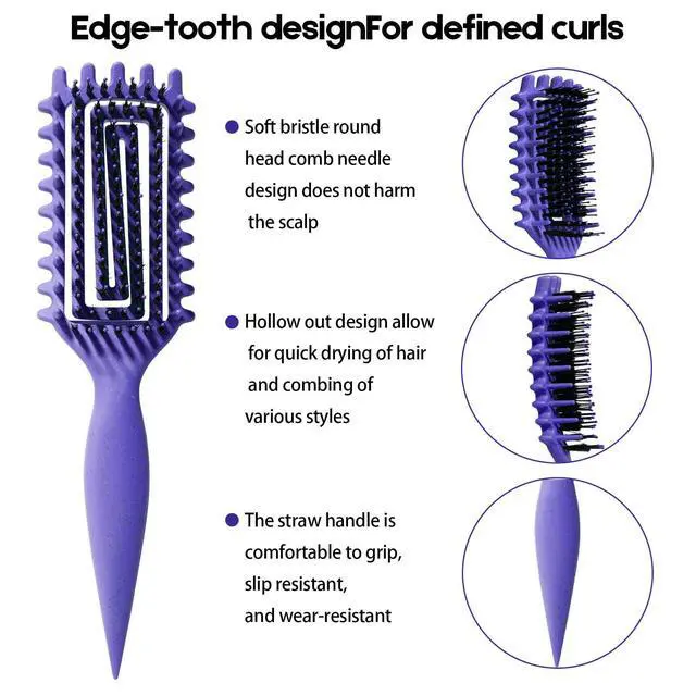 Alt view image 2 of 7 - Curly Hair Brush Candybrush Curl Defining Brush for Detangling Shaping and Defining Curls for Women, Men, Wet & Dry Hair (Purple)