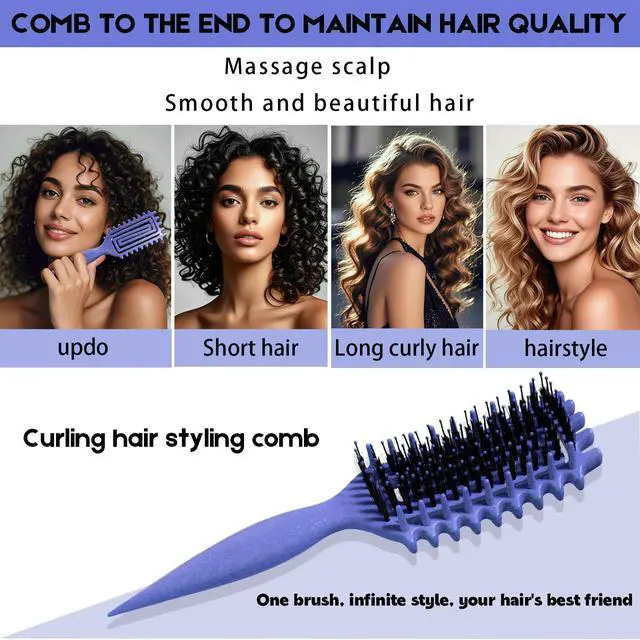 Alt view image 6 of 7 - Curly Hair Brush Candybrush Curl Defining Brush for Detangling Shaping and Defining Curls for Women, Men, Wet & Dry Hair (Purple)