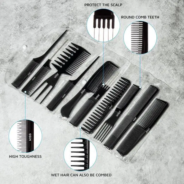 Alt view image 7 of 7 - KISS Professional 10-pc Comb Set-Detangle & Style Assortment