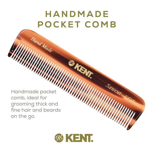 Alt view image 3 of 7 - A FOT Tortoiseshell Fine Tooth Handmade Pocket Comb for Men, Women and Kids, Hair Comb Straightener for Grooming and Styling, Beard and Mustache, Saw Cut and Hand Polished, Made in England