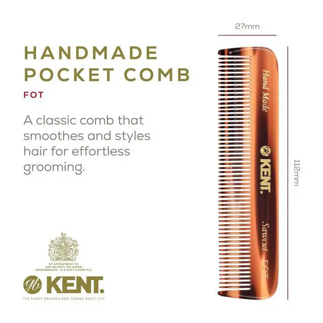 Alt view image 2 of 7 - A FOT Tortoiseshell Fine Tooth Handmade Pocket Comb for Men, Women and Kids, Hair Comb Straightener for Grooming and Styling, Beard and Mustache, Saw Cut and Hand Polished, Made in England