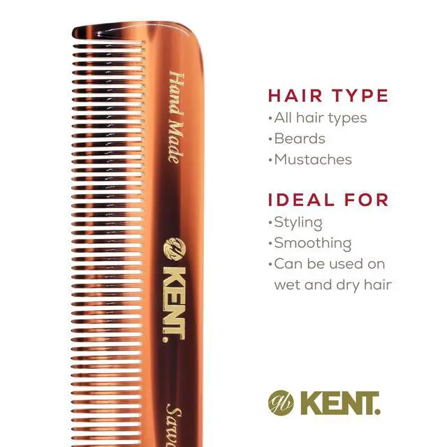 Alt view image 6 of 7 - A FOT Tortoiseshell Fine Tooth Handmade Pocket Comb for Men, Women and Kids, Hair Comb Straightener for Grooming and Styling, Beard and Mustache, Saw Cut and Hand Polished, Made in England