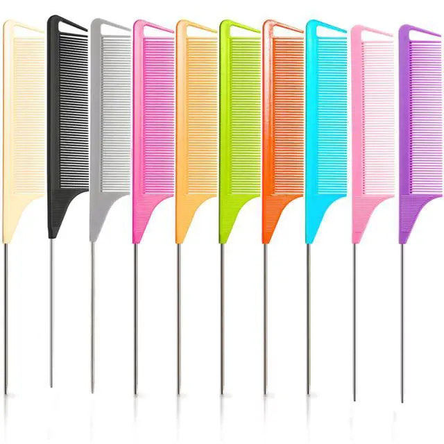 Main image of 10pcs Rat Tail Combs Set,Salon Hair Stylists Metal Fine Tooth Combs Parting Combs for Hair Teasing and Braiding,Women GirlStyling Combs for