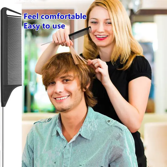 Alt view image 3 of 7 - 10pcs Rat Tail Combs Set,Salon Hair Stylists Metal Fine Tooth Combs Parting Combs for Hair Teasing and Braiding,Women GirlStyling Combs for