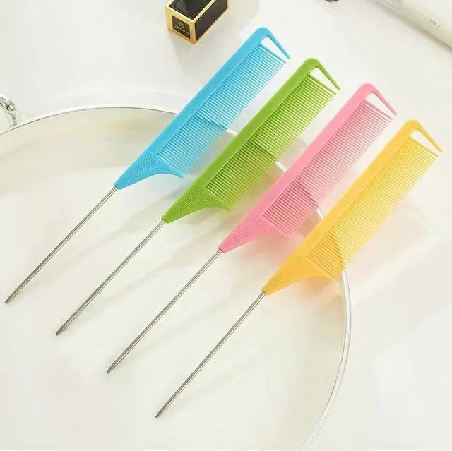 Alt view image 7 of 7 - 10pcs Rat Tail Combs Set,Salon Hair Stylists Metal Fine Tooth Combs Parting Combs for Hair Teasing and Braiding,Women GirlStyling Combs for