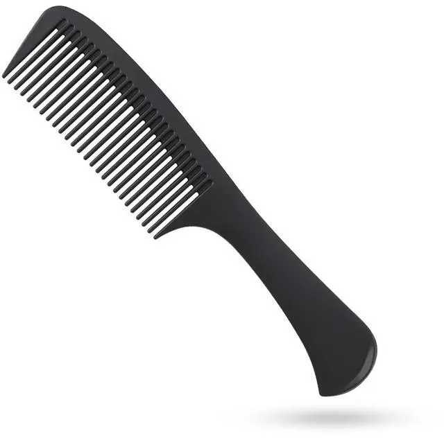 Main image of Large Detangling Comb With Professional Handle - Carbon Fiber, Cutting, Hairdressing, Styling, Round Tooth, Barber, Travel Hair Comb for Men and Women