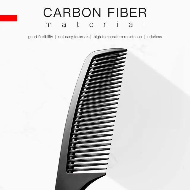 Alt view image 4 of 6 - Large Detangling Comb With Professional Handle - Carbon Fiber, Cutting, Hairdressing, Styling, Round Tooth, Barber, Travel Hair Comb for Men and Women