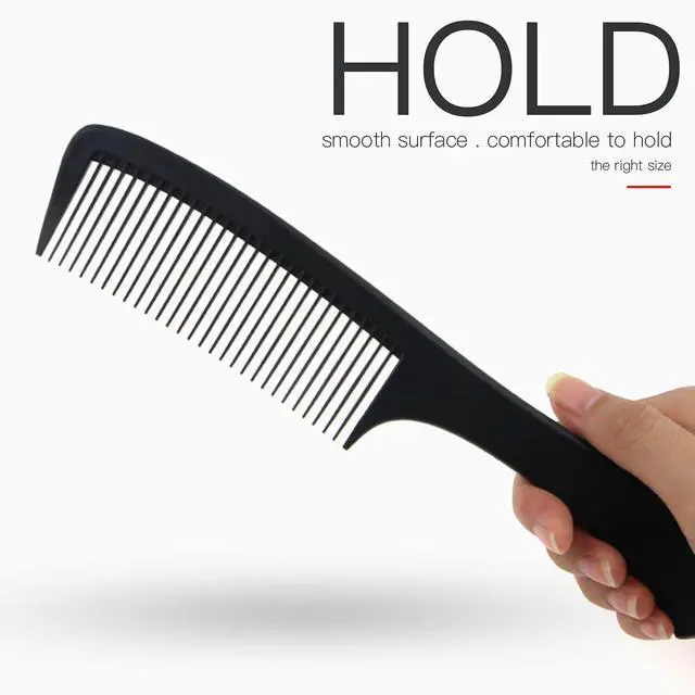 Alt view image 5 of 6 - Large Detangling Comb With Professional Handle - Carbon Fiber, Cutting, Hairdressing, Styling, Round Tooth, Barber, Travel Hair Comb for Men and Women