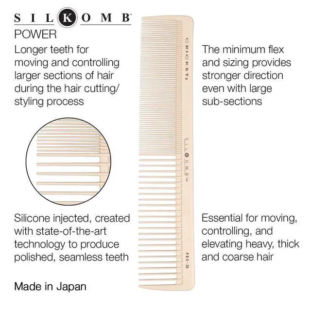 Alt view image 2 of 7 - Silkomb Pro-30 Power Hair Cutting Comb - Silicone-Injected, Seamless Teeth with Dual Tooth Pattern for Precision Cutting, Styling, Ideal for All Hair Types