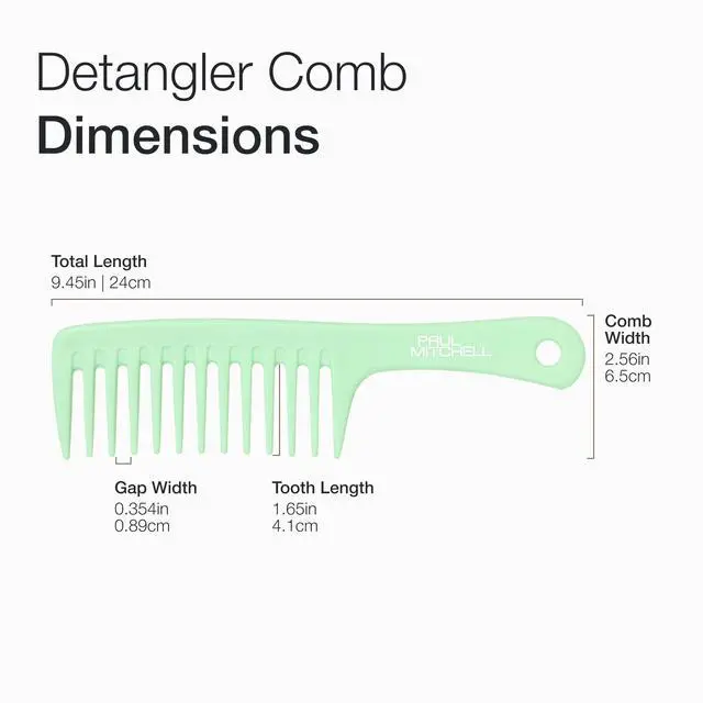 Alt view image 7 of 7 - Detangler Comb, Wide Tooth Comb Detangles Wet or Dry Hair, Seafoam Green