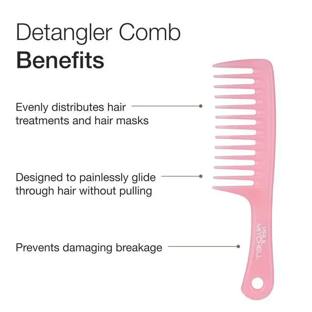 Alt view image 2 of 7 - Detangler Comb, Wide Tooth Comb Detangles Wet or Dry Hair, Guava Pink