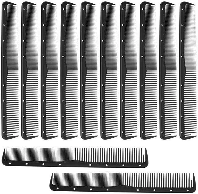 Main image of 12 Pcs Carbon Fine Cutting Comb for Salon Hairdressing, Heat Resistant Barber Comb (Black)