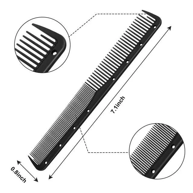Alt view image 2 of 7 - 12 Pcs Carbon Fine Cutting Comb for Salon Hairdressing, Heat Resistant Barber Comb (Black)