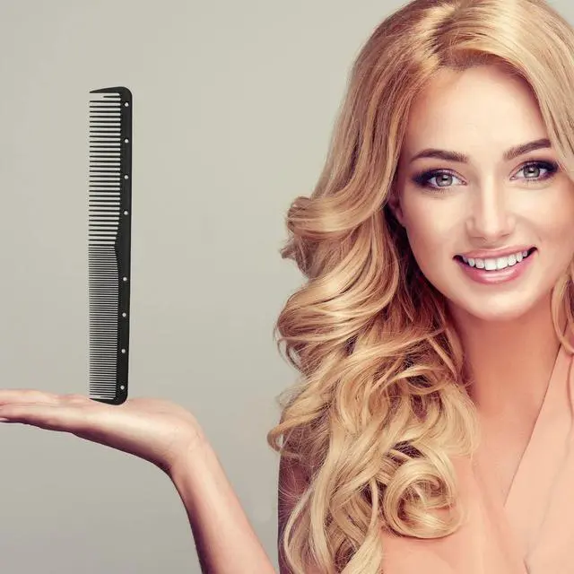 Alt view image 4 of 7 - 12 Pcs Carbon Fine Cutting Comb for Salon Hairdressing, Heat Resistant Barber Comb (Black)