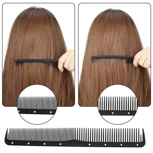 Alt view image 7 of 7 - 12 Pcs Carbon Fine Cutting Comb for Salon Hairdressing, Heat Resistant Barber Comb (Black)