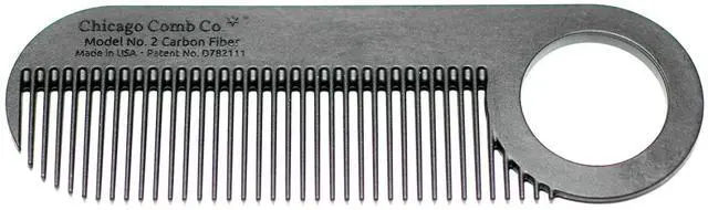 Main image of Model 2 Carbon Fiber, Made in USA, Anti-static, 4 inches (10 cm) long, Fine-tooth, Pocket & Travel comb, for Thinner Hair, Beard & Mustache comb